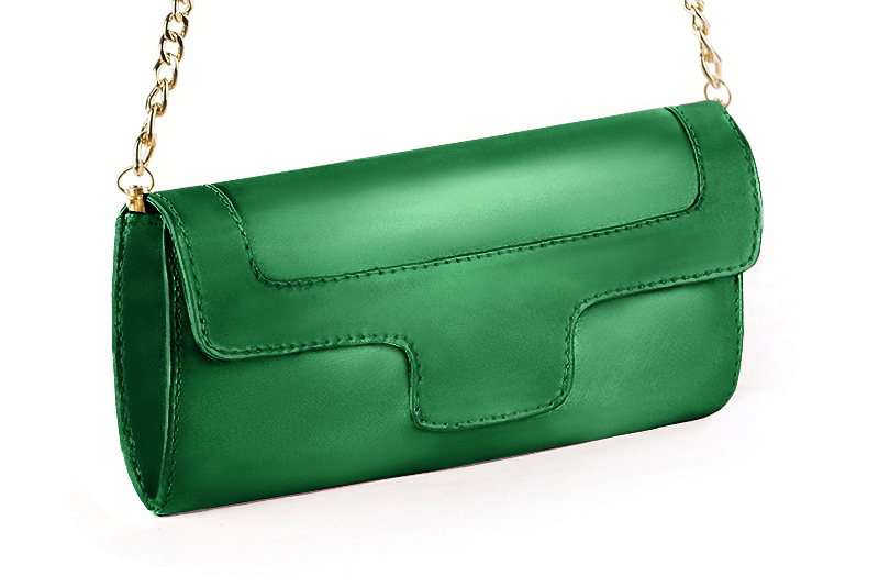 Women's emerald green luxurious elegant clutch for ceremonies, weddings and evenings out. - Front view